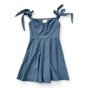 Gianni Bini GB Slate Blue Sweetheart Plunge Skater Dress with Tie Straps